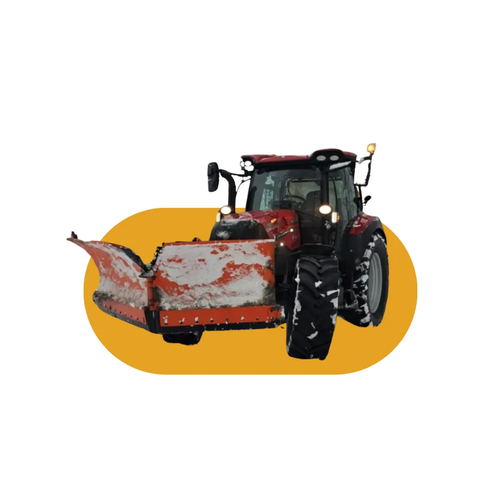 Ciągnik z pługiem do odśnieżania